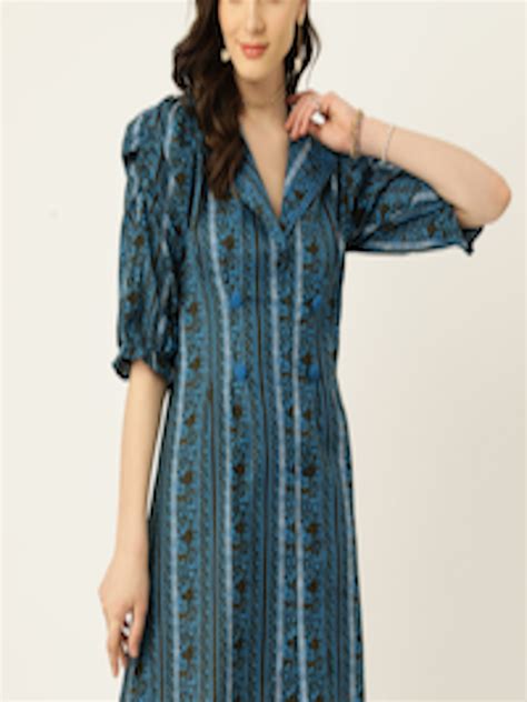 Buy Antheaa Floral Print Puff Sleeve A Line Dress Dresses For Women