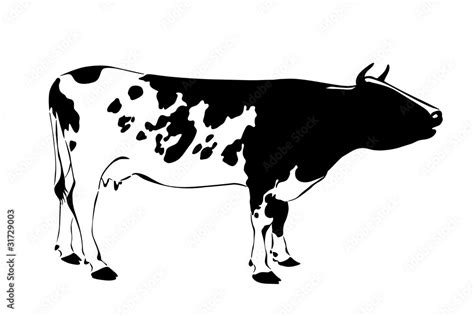 black and white silhouette of cow Stock Illustration | Adobe Stock