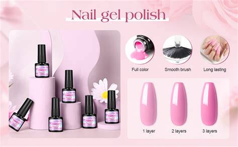 COSCELIA PCS Gel Nail Polish Kit Summer Colors Gel Nail Kit Red Black Pink Nude Silvery Gel