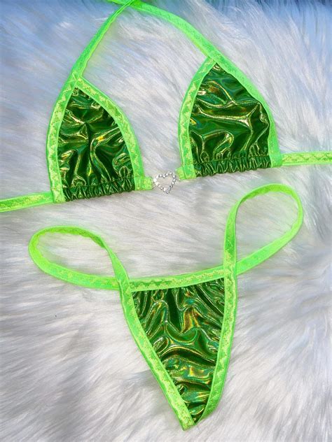 Green Bikini Exotic Dancewear Bikini String Bikini Stripper Outfits Two Pieces Bikini Sexy