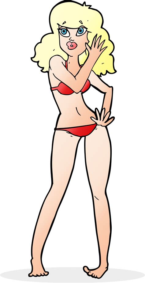 Mujer Bonita De Dibujos Animados En Bikini PNG