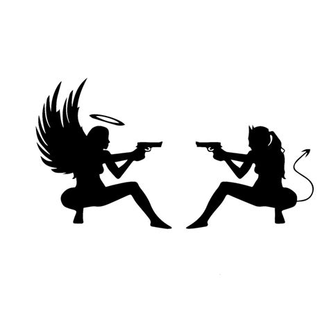 17 7 9 6cm Sexy Devil Angel Car Stickers With Pistol Personalized