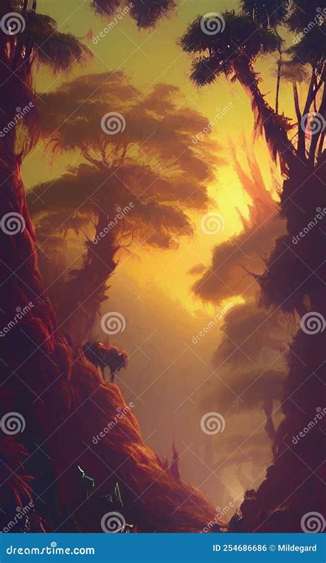 Alien Jungle Abstract Digital Art Stock Illustration Illustration