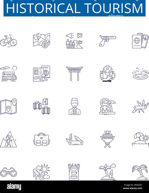 Historical Tourism Line Icons Signs Set Design Collection Of Heritage