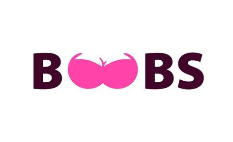 Vector Logo With Boobs In Text Isolated On White Background Erotic Illustration Of Female Tits