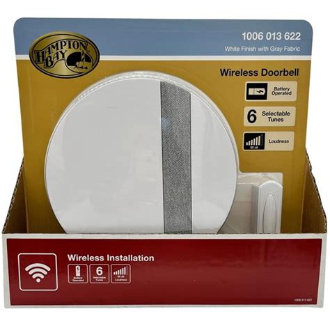 Kole Imports Ag995 Hampton Bay Wireless Doorbell White With Gray Fabric Pack Of 6