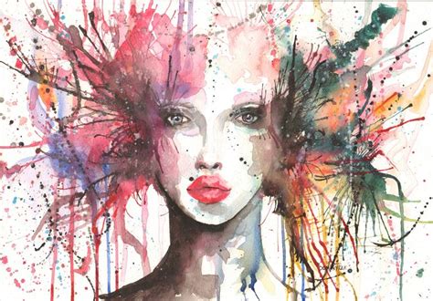 ORIGINAL WATERCOLOR PAINTING MODERN ABSTRACT WOMEN NUDE ART FACE Painting By Dominyka Voleika