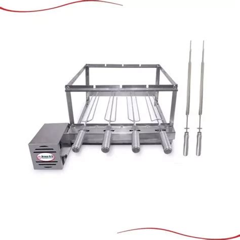 Kit Inox Churrasqueira Gira 4 Espetos Giratório Brasa Grill MercadoLivre