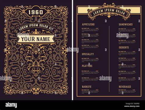 Restaurant Menu Template Vintage Style Vector Layered Stock Vector