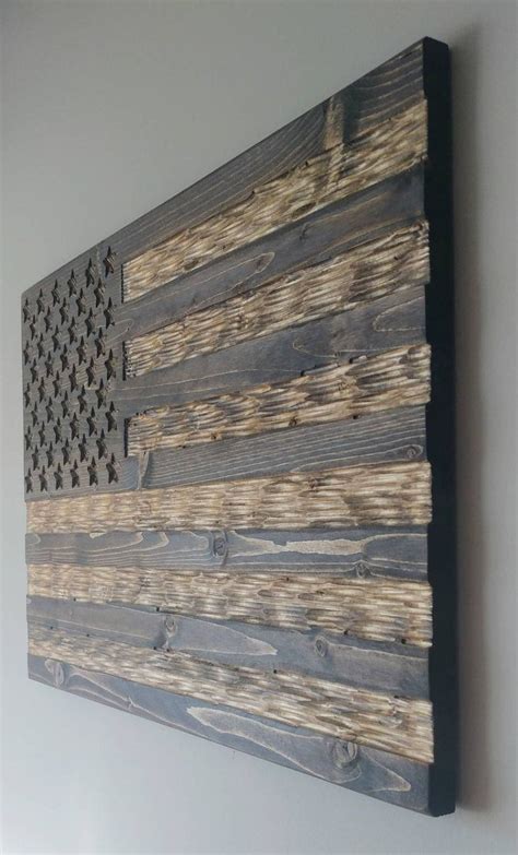 Rustic Blue Line Wood Flag Rustic Wooden Blue Line Flag Wood Blue Line