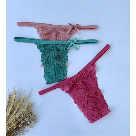 Promo O Kit Calcinhas Renda Fio Dental Lingerie Feminina Sensual Moda Intima Revenda