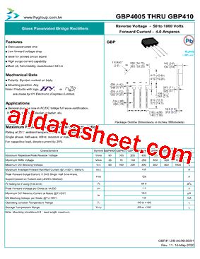 GBP408 Datasheet(PDF) - HY ELECTRONIC CORP.