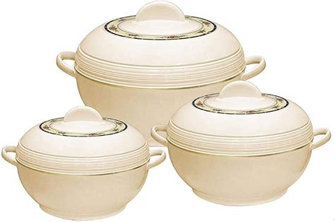 Piece Insulated Casserole Hot Pot Set Hot Pack Food Warmer In Beige L L L