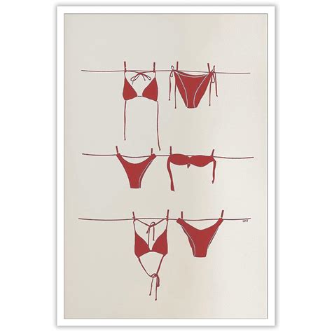 Amazon Red Bikini Posters For Room Aesthetic Trendy Beach Print Coquette Coastal Cowgirl
