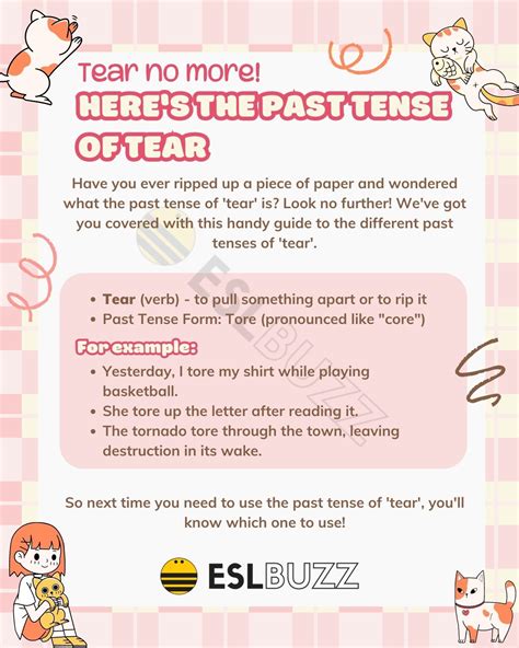 Past Tense of Tear: Tear-ing Up Your Grammar Game - ESLBUZZ
