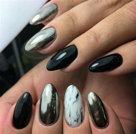 Серебряный маникюр: 100 лучших идей и вариантов сочетания цвета