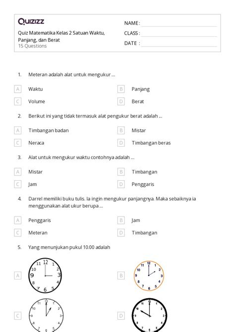 50 Lembar Kerja Membandingkan Berat Untuk Kelas 2 Di Quizizz Gratis