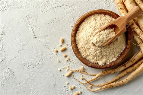 Premium Photo Indian Ginseng Powder In A Bowl With A White Backdrop