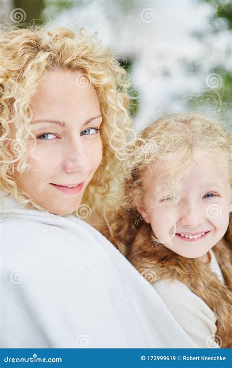 Mother And Daughter With Blonde Curly Hair Stock Image Image Of People Outside 172999619