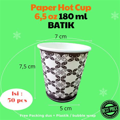 Jual Paper Hot Cup Oz Ml Gelas Kertas Batik Isi Pcs Shopee Indonesia