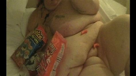 Sinfully Divine Ssbbw Naked On The Bed Stuffing Her Face With Cheetos Pound Ssbbw