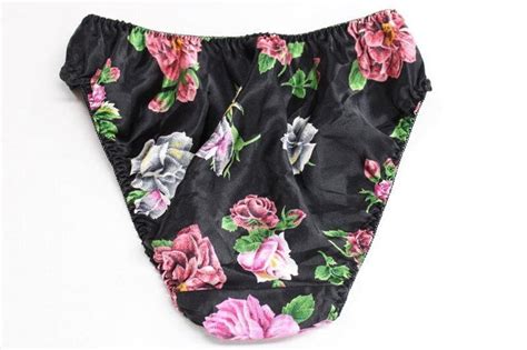 Vintage Ruffle Flutter Panties Chiffon Front Black Floral Bikini Panty S Etsy