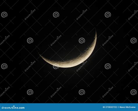 Waxing Crescent Lunar Moon At 10 Illumination Stock Photo Image Of