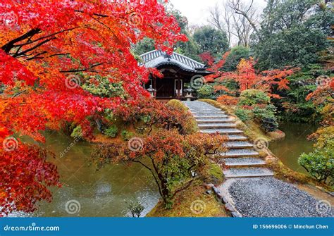 Autumn Scenery Of A Beautiful Japanese Garden In Katsura Imperial Villa