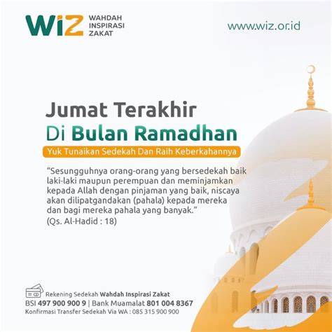 Jangan Lewatkan Sedekah Jumat Terakhir Ramadan Wahdah