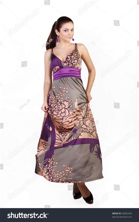 Sexy Brunette Long Dress Stock Photo Shutterstock