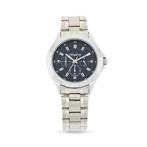Tempo Mens Silver Tone Watch