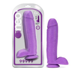 Neo Dual Density 10in Dildo W Balls Neon Purple Blush Satisfaction