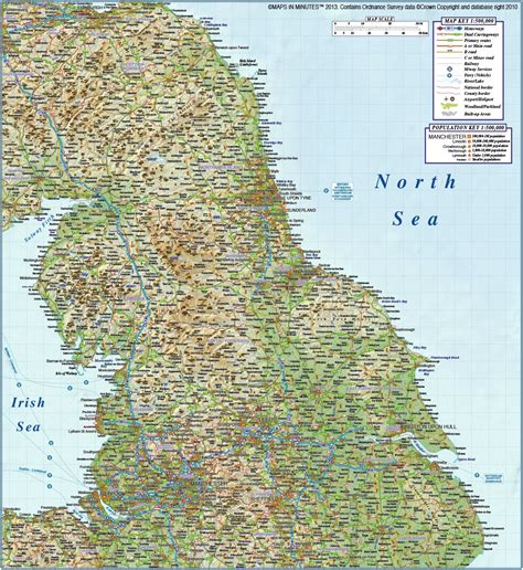 Digital Vector North England Map Political County Road And Rail Regular