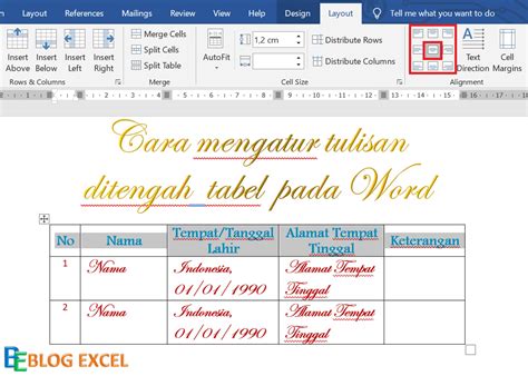 Cara Membuat Tulisan Ditengah Tabel Word Caramembuat Web Id