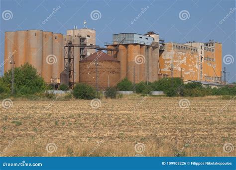 Old Brown Rusty Grain Silo Factory Stock Photo Image Of Factory