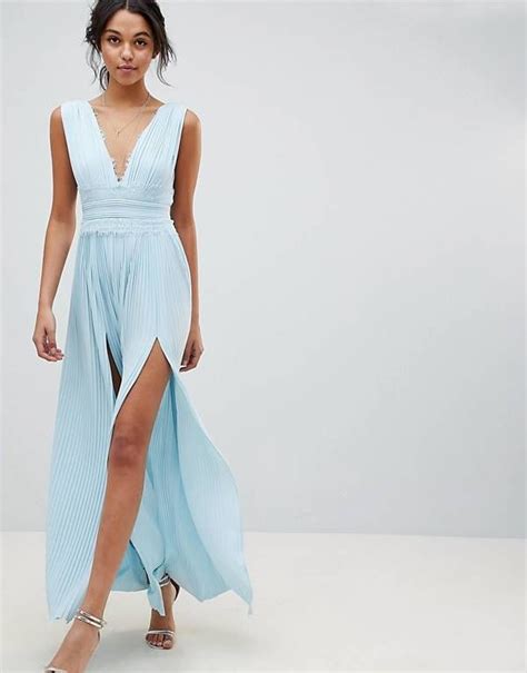 Asos Design Premium Lace Insert Pleated Maxi Dress Maxi Dress Trend