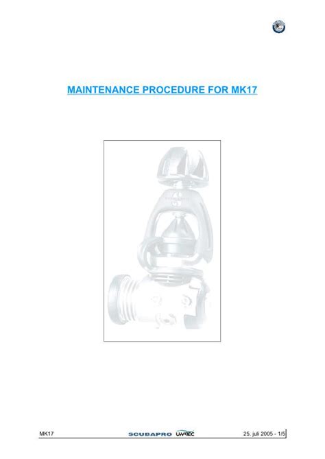 Scubapro – MK17 – First Stage Regulator – Maintenance Procedure – 2005 – EN – All Things Diving