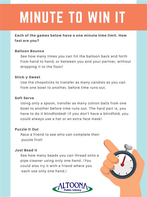 Minute to Win It Challenges | Altoona Public Library