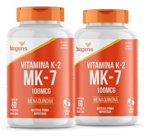 Kit 2x Vitamina K2 Mk 7 60 Cáps 100mcg Mk7 Biogens Vitaminas A Z Magazine Luiza