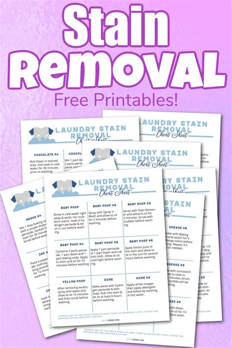 Free Stain Removal Printables Laundry Stain Remover Laundry Stains