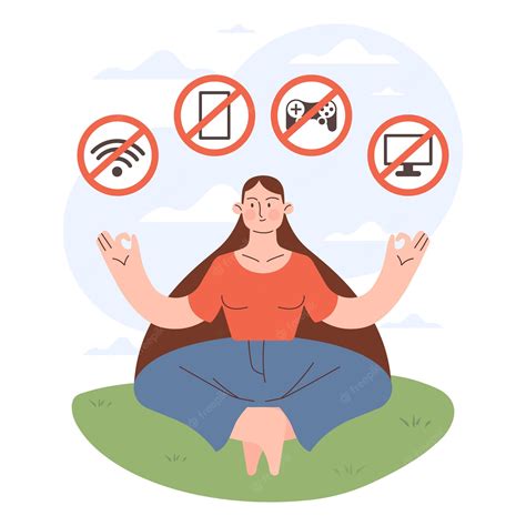 Premium Vector | Digital detox female character taking a break from