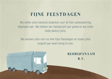 Zakelijke Kerstkaart Blauwe Vrachtwagen Fijne Kaartje Go