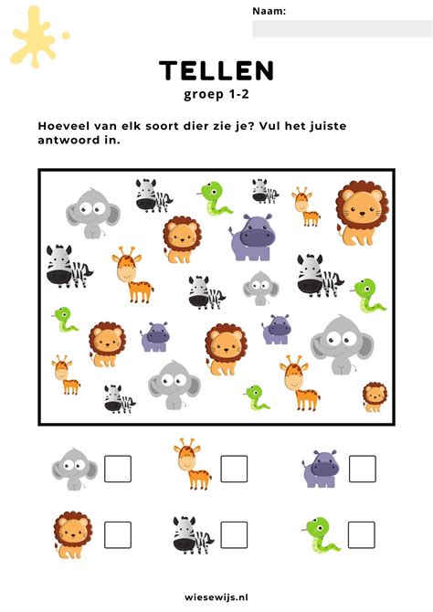 Werkblad Tellen Groep 1 2 Wiesewijs