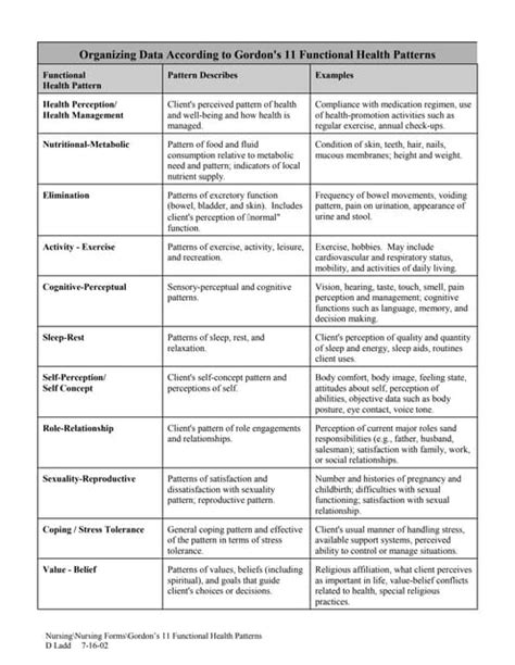 Gordons 11 Functional Health Patterns Pdf