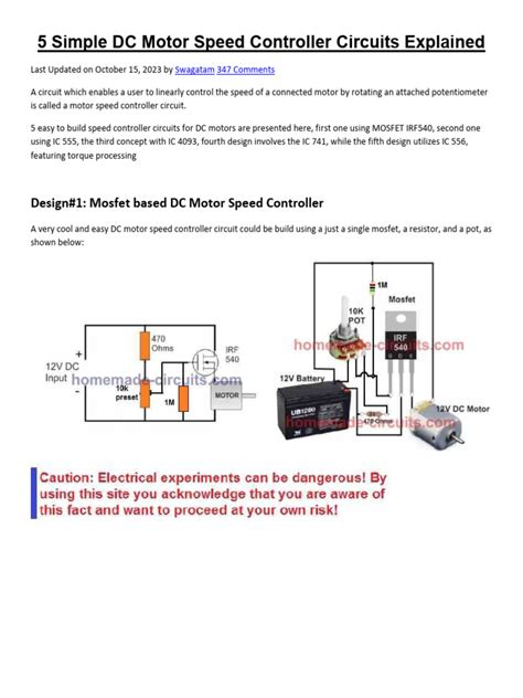 5 Simple Dc Motor Speed Controller Circuits Explained Pdf