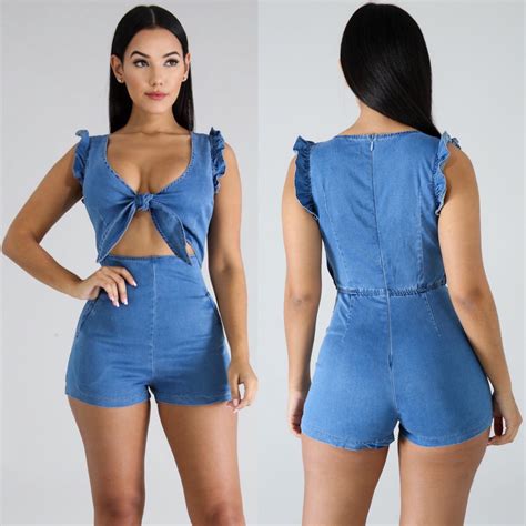 Flirty Denim Romper Ropa De Moda Ropa Y Moda