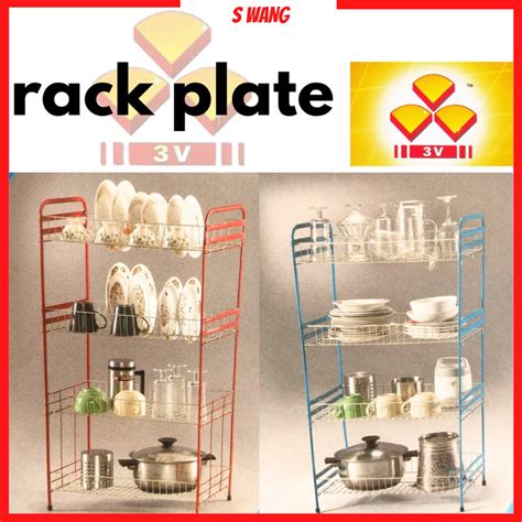 V Layer Epoxy Metal Dish Rack Plate Rack Tingkat Rak Pinggan Rak