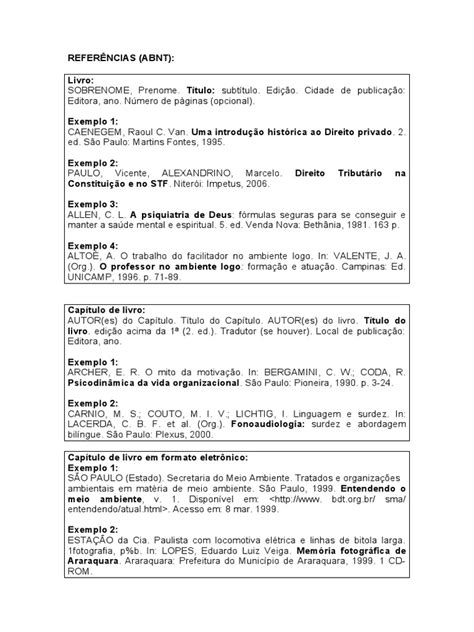 Formatação De Referencias Abnt