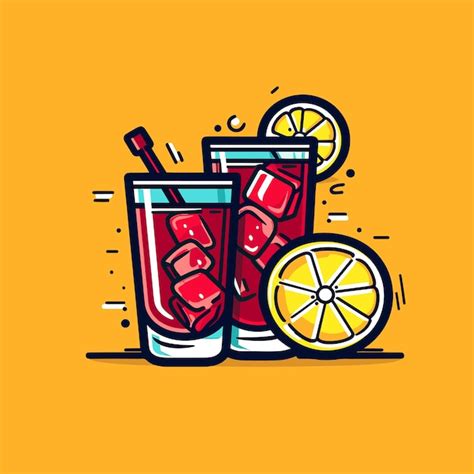 Um Desenho De Duas Limonadas E Uma Limonada Vetor Premium