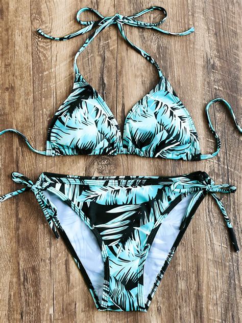 Tropical Print Triangle Bikini Set SheIn Sheinside